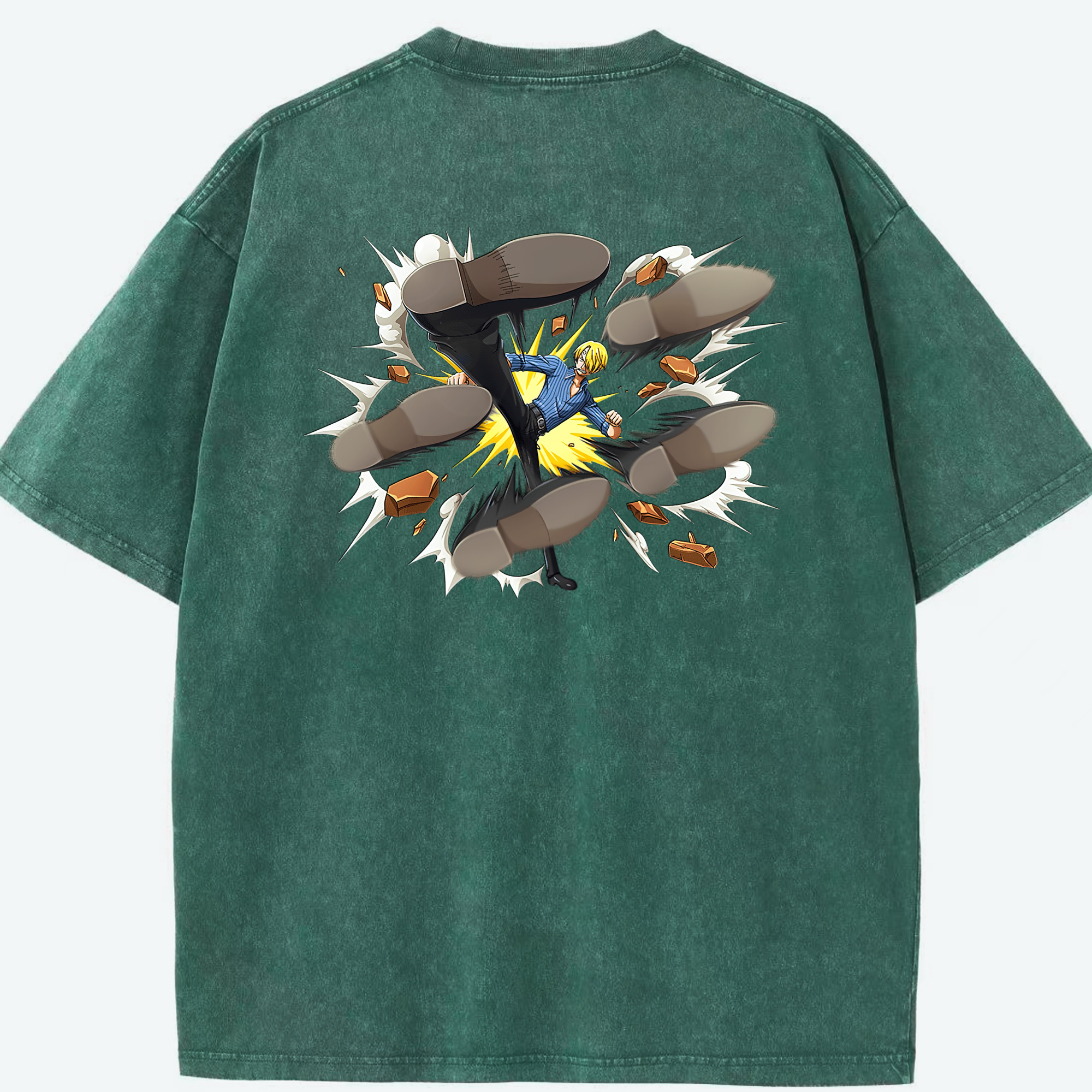 ワンピース サンジ ONE PIECE Sanji 綿100% ヴィンテージ風 半袖Tシャツ（背面プリント）